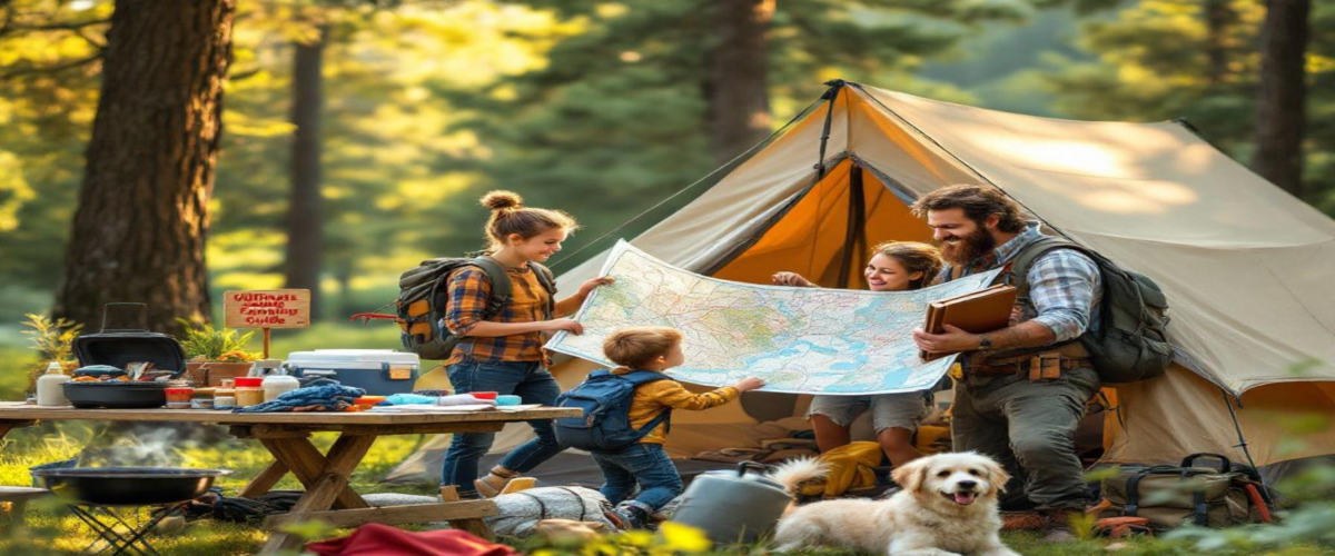 Camping packing list for families, essential camping gear for families, family camping preparation, camping essentials for kids, family camping guide