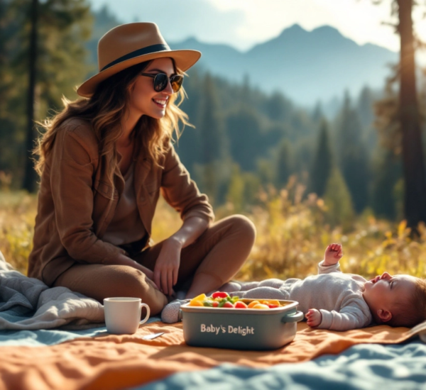 Baby feeding tips for camping, portable baby food ideas, breastfeeding while camping, baby formula preparation outdoors, feeding gear for camping with babies