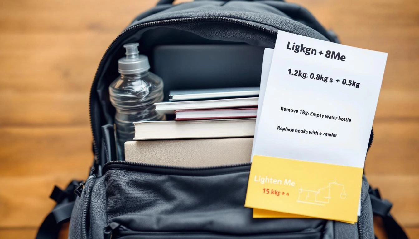 practical example of how to lighten backpack weight naturally by choosing lighter gear and packing smarter