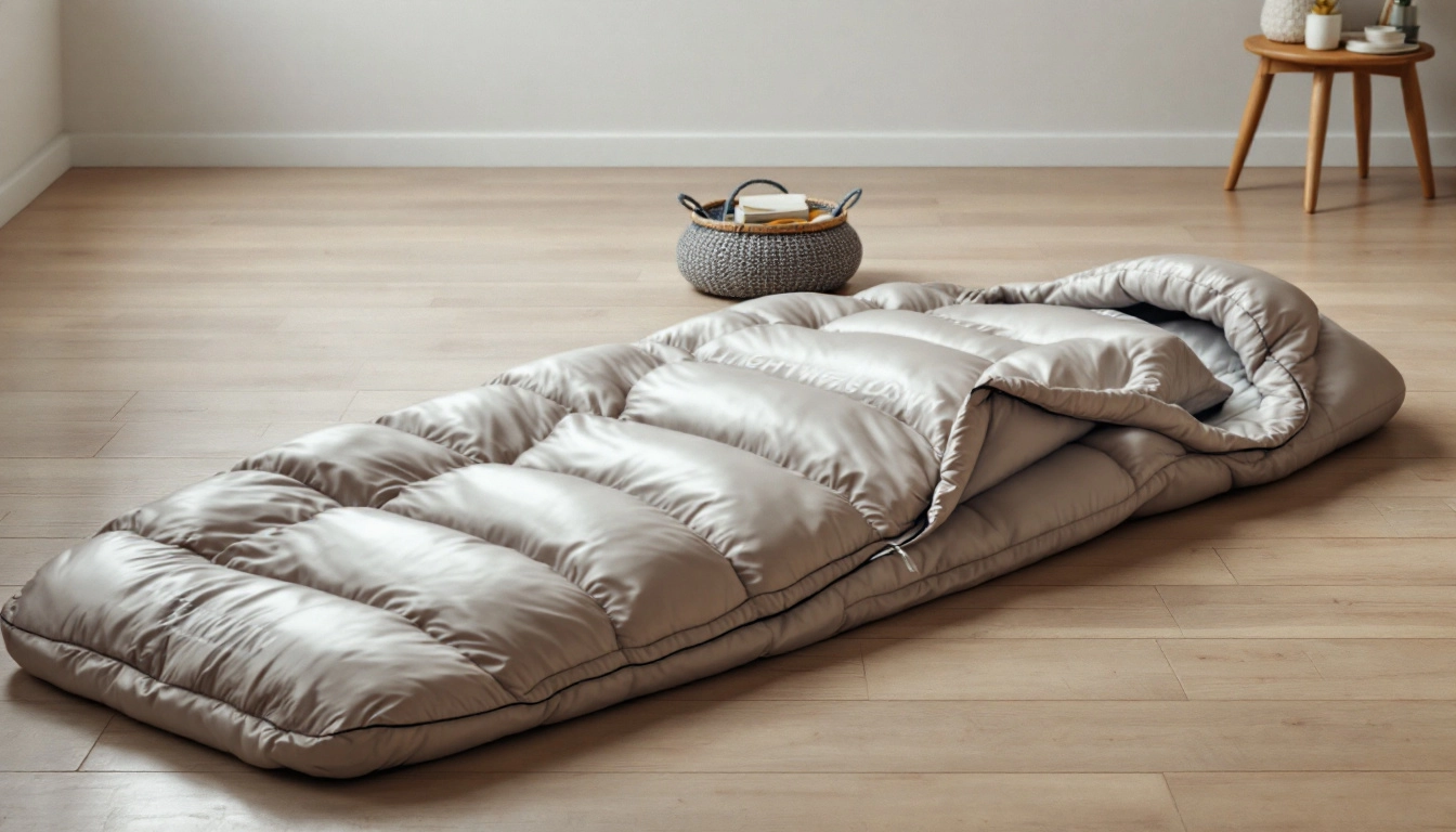 lightweight down sleeping bag packed inside backpack for 3-season camping
