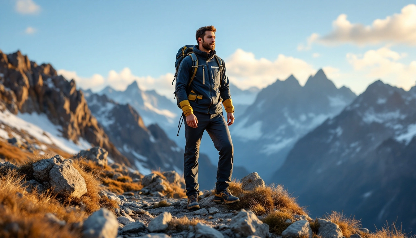 Hiker adjusting breathable layers as part of choosing the best lightweight hiking clothing on a mountain trail