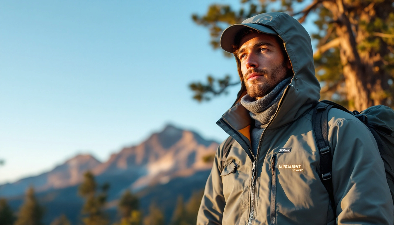 example setup of ultralight camping clothing layers laid out for a 3-season backpacking trip