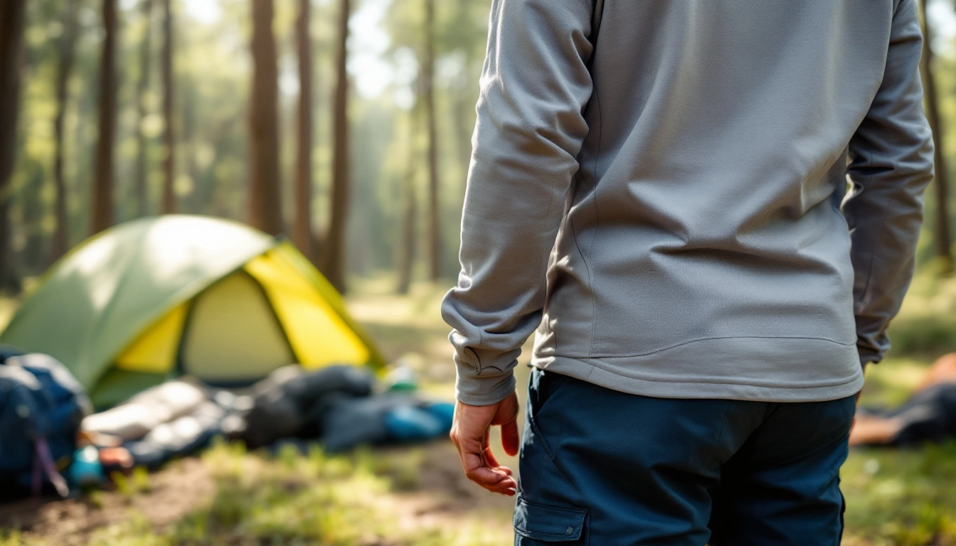 moisture-wicking camping clothes base layer example for warm weather hiking
